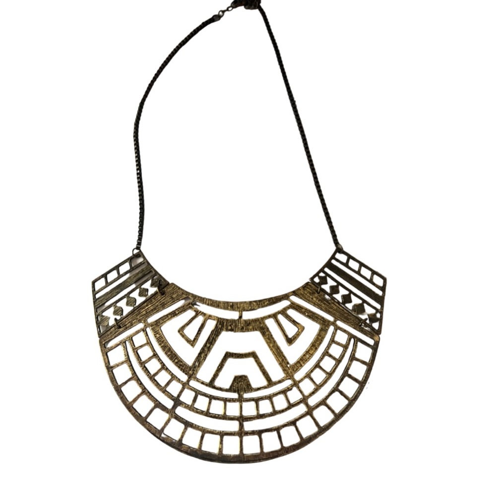 Aztec tribal statement necklace. No brand name.